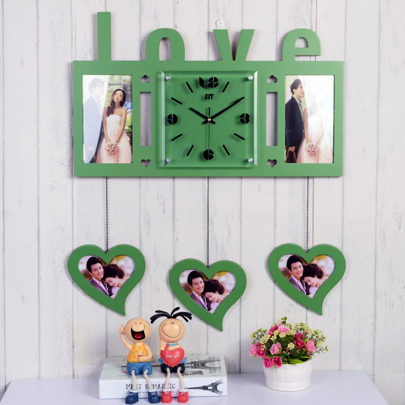 Love Creative Fashion Photo Frame Wall Clock Personalized Wedding Love Creative Fashion Photo Frame Wall Clock Personalized Wedding Bedroom Modern Wooden Clocks Mute Hanging Table In From Home