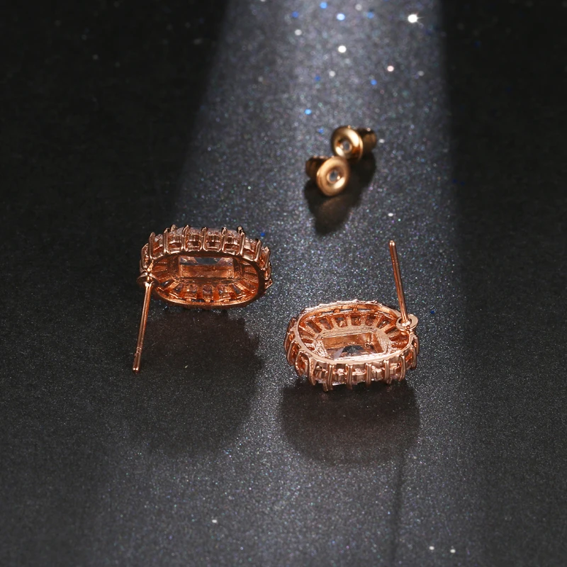 Классический овальный кристалл серьги гвоздики с квадратный кубический циркон пирсинг для губ для модных женщин Свадебные украшения AE395