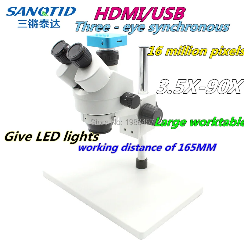 

Full HD 16MP 1080P 60FPS HDMI USB Camera Large Stand Trinocular Microscope 3.5X-90X Continuous Zoom Phone Motherboard Repair