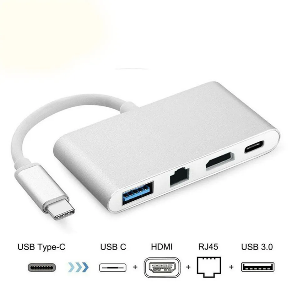 Basix  4 in 1 USB-C Hub Adapter USB 3.1 Type C to HDMI 5