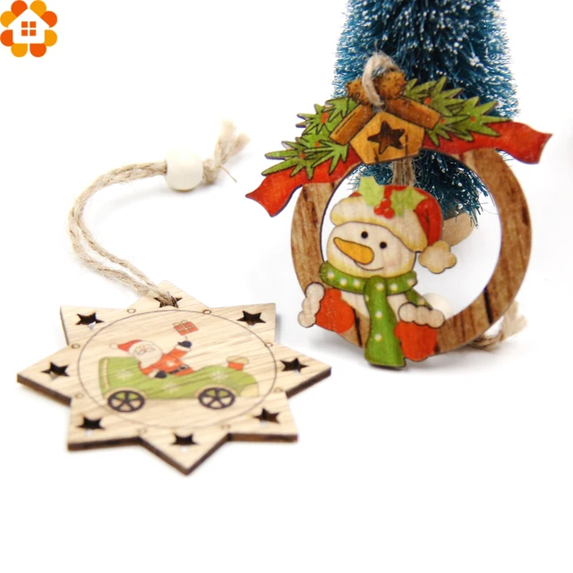 3PCS Multi Style Christmas Wooden Pendants Ornaments Wood Craft For Xmas Tree Ornament DIY Gift Christmas Party Decorations