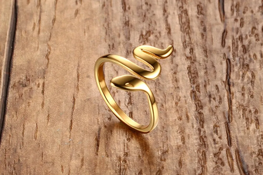 Классическое кольцо в виде змеи для женщин, Золотое Стильное кольцо из нержавеющей стали, Винтажное кольцо в виде змеи, кольца в виде животных, ювелирные изделия
