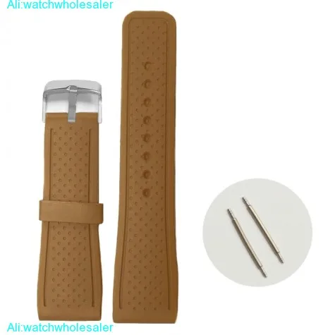 24mm Coffee Brown Silicone Jelly Rubber Ladies Men Watch Band Straps WB1078L24JB