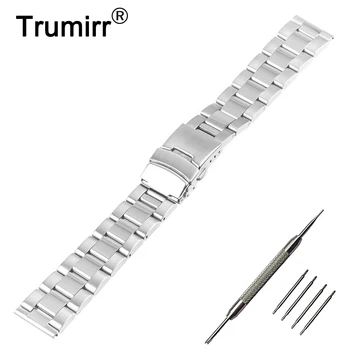 

18mm 20mm 22mm 24mm Stainless Steel Watch Band +Tool for Armani Watchband Safety Buckle Strap Wrist Belt Bracelet Black Silver