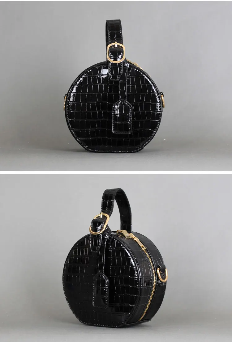 NIGEDU vintage Circular Women Handbags Famous Brand Crocodile Tote Bag  Alligator Ladies Chain Crossbody Bags PU Leather girls Messenger Bags (5)