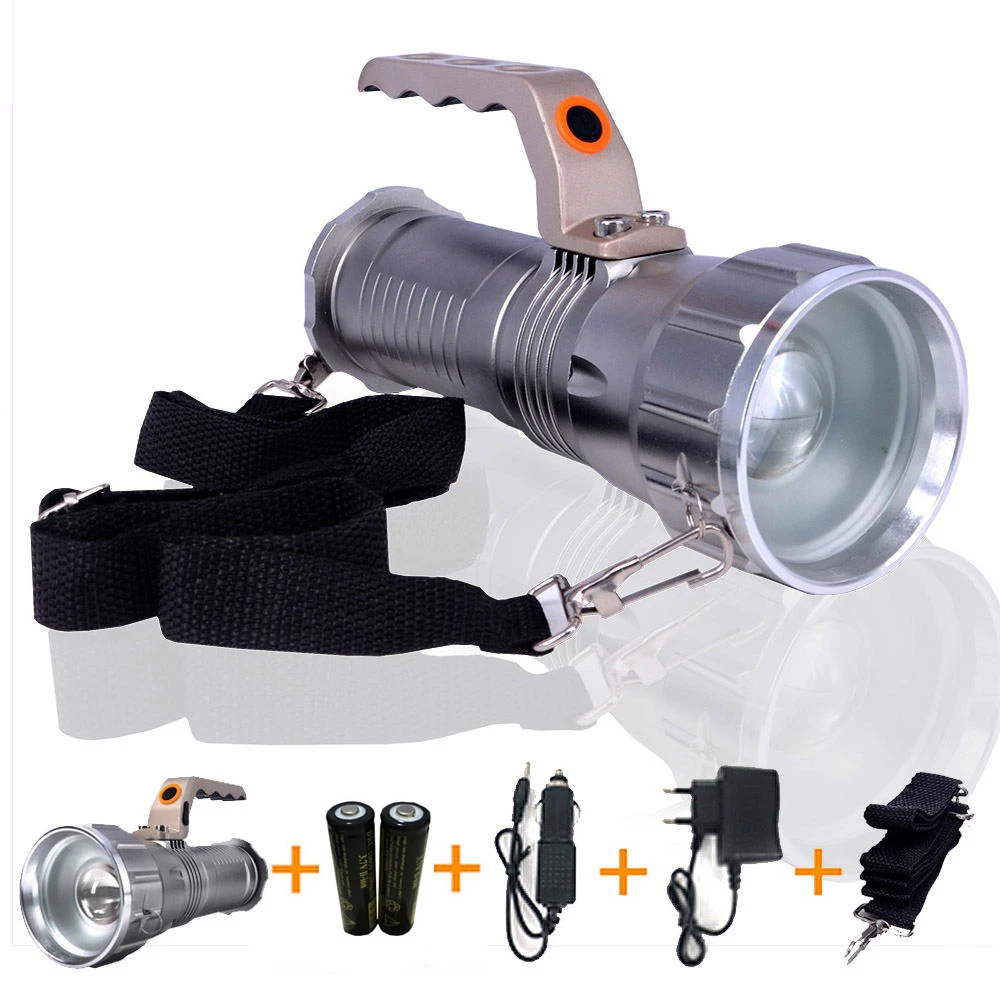 

2017 Led High Quality Lanterna Searchlight Flashlight Zoomable 2300Lm LED Rechargeable Spotlight Camping Led Light