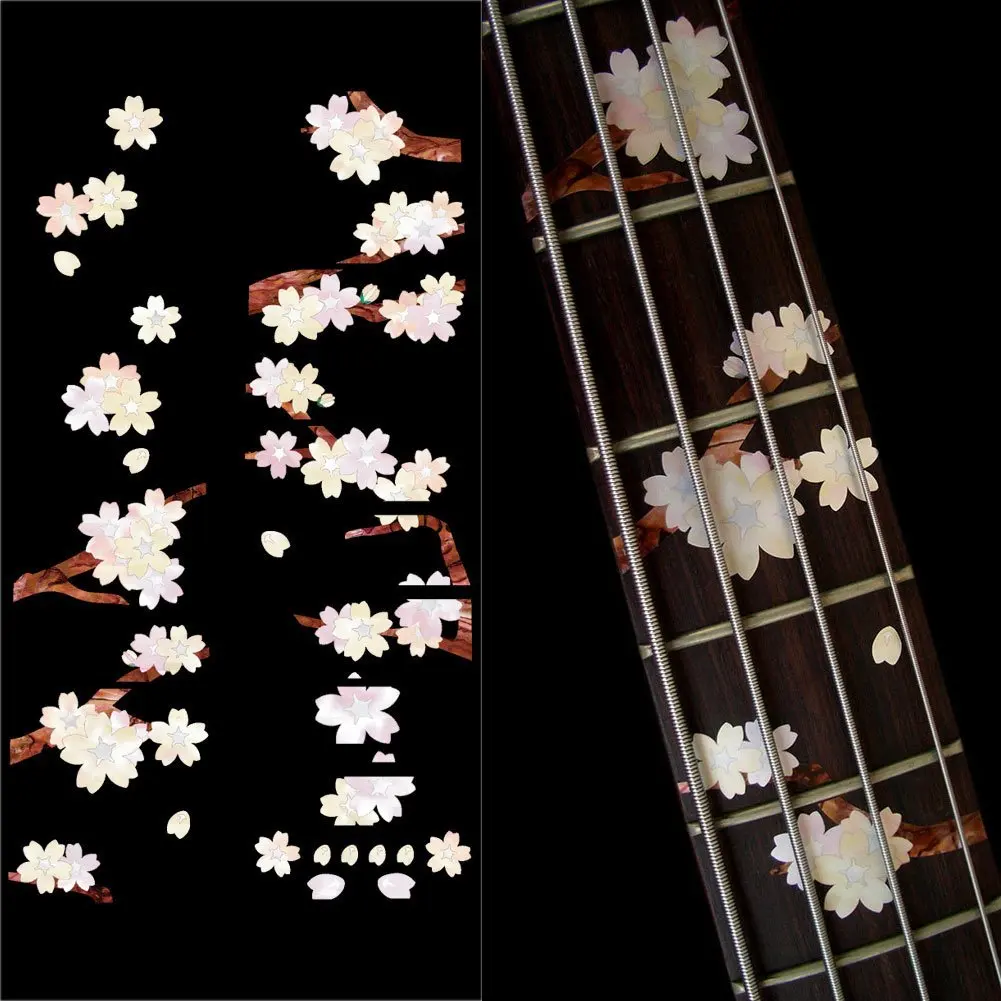For BASS Fretboard Markers Inlay Sticker Decals - Cherry Blossom Tree fretboard markers inlay sticker decals for guitar bass space invaders white pear color