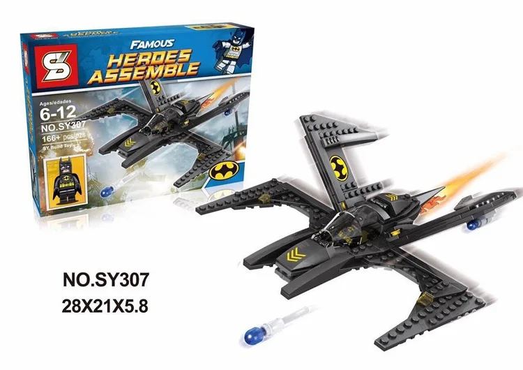

166PCSY307uper Hero Avenger Batman Fighter Battleplane Building Bricks Blocks Toys Compatible with Legoe