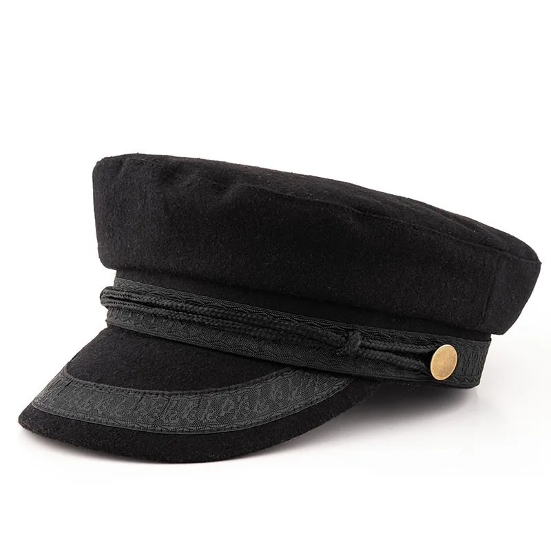 Темно-синяя кепка большого размера, плоская кепка с маленькой головой, фетровая армейская Кепка с большой костью, мужские шерстяные шапки больших размеров 52-55 см 55-57 см 58-60 см 60-63 см