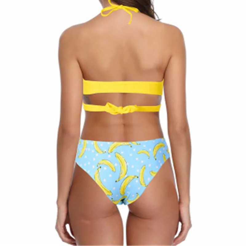 

Sexy with open back Biquini 2019 New Bathing Suit Female Swimsuit Back tight High Waist Split body Women Bikini