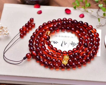 

Genuine Natural Blood Red Amber Gemstone 10mm Round 108 Prayer Beads Bracelets Healing Stone For Woman Man Certificate AAAA
