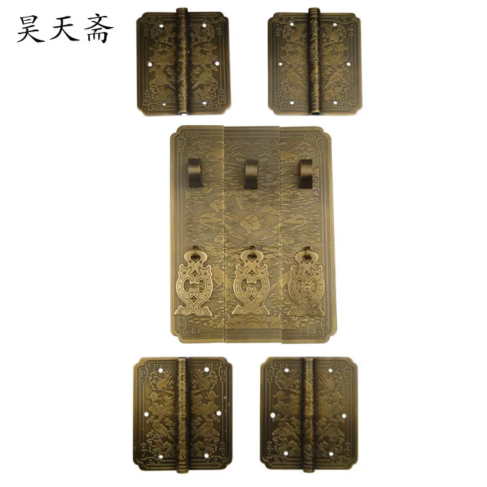 [هاو تيان نباتي] البرونزي خزانة مقبض الباب عدة نماذج الصينية العتيقة خزانة البوق الزهور