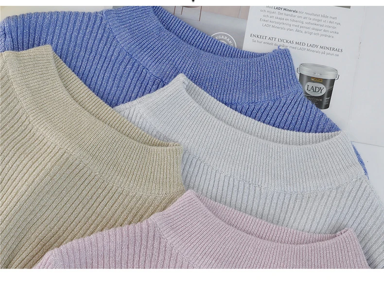 Shintimes, свитер с длинным рукавом, Женский Блестящий пуловер на осень и зиму, корейский стиль, вязанная водолазка, Женские базовые свитера, Femme