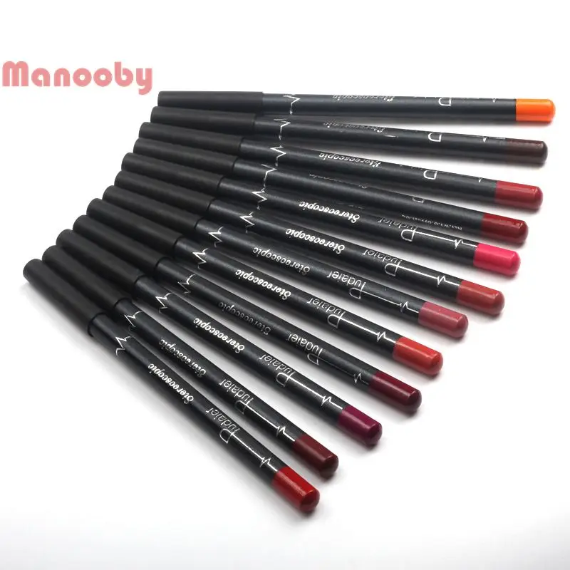 Manooby 12 шт Lip Stick Комплект водостойкая Помада Макияж Долгое Контур для губ лайнер увлажняющий Batom Levre Pintalabios