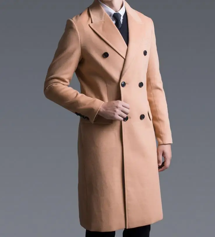 

S-6XL HOT 2019 Spring Men's New Fashion double-breasted long sleeve cloth coat big yards