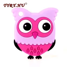 TYRY.HU BPA Free 1Pcs Owl Silicone Teether Food Grade Silicone Beads Baby Teething Toys Infant Nursing Necklace Charms Pendant