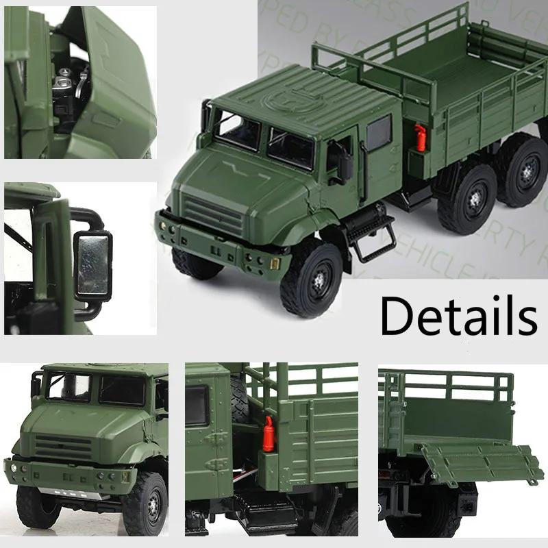 Новый 1:36 сплава военный грузовик, отлитый под давлением игрушка, модель автомобиля со звуком задерживаете музыка зеленый Модель