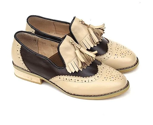 Брендовая обувь Для женщин Пояса из натуральной кожи женские туфли-оксфорды кисточкой дамы Лоферы для женщин bullock Обувь Мокасины броги повседневные туфли на плоской подошве