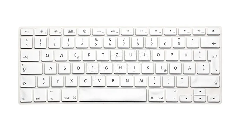 HRH 50 шт. ЕС немецкий QWERTZ клавиатура протектор для Macbook Air Pro retina 1" 15" 1" ноутбук клавиатура силиконовая кожа пылезащитный чехол - Цвет: Silver