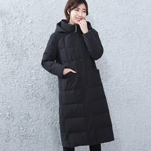 Женское повседневное пуховое пальто, шапка, пуховик со съемным капюшоном, зимнее толстое длинное белое пуховое пальто, M/L/XL