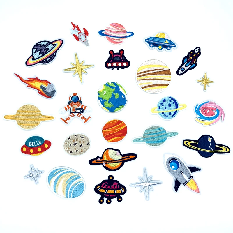 Explosion models Cosmic Planet Portfolio Embroidery Cloth Spaceman UFO D-009