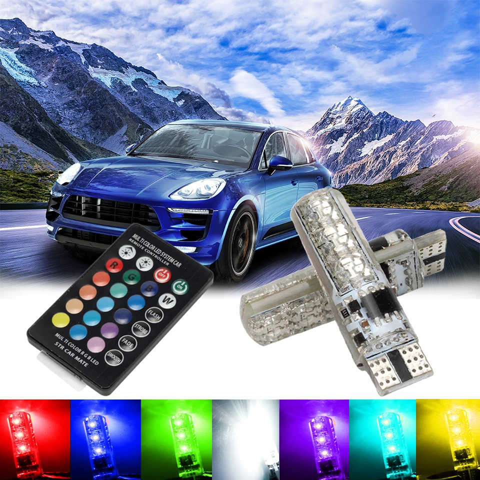 2 предмета T10 светодиодный автомобильные аксессуары освещения W5W RGB лампы с