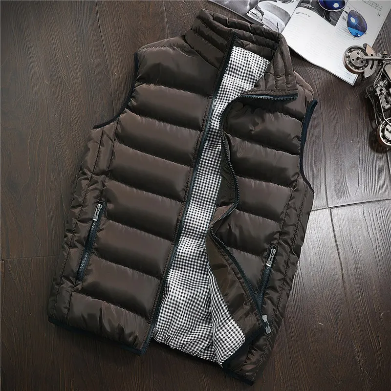 Mens Plus Size 5XL Vest Men New Stylish Spring Autumn Warm Sleeveless Jacket Men Winter Waistcoat Men's Vest Casual Coats - Цвет: Coffee