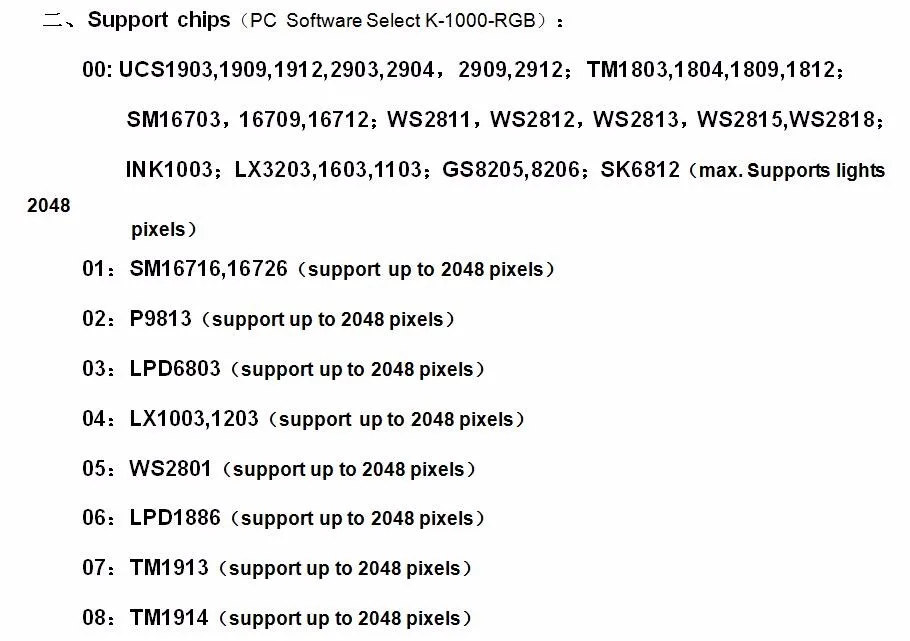 K-1000C APA102, SK6812, WS2812B, WS2811, SK9822 светодиодный 2048 Пиксели программный контроллер DC5~ 24 V