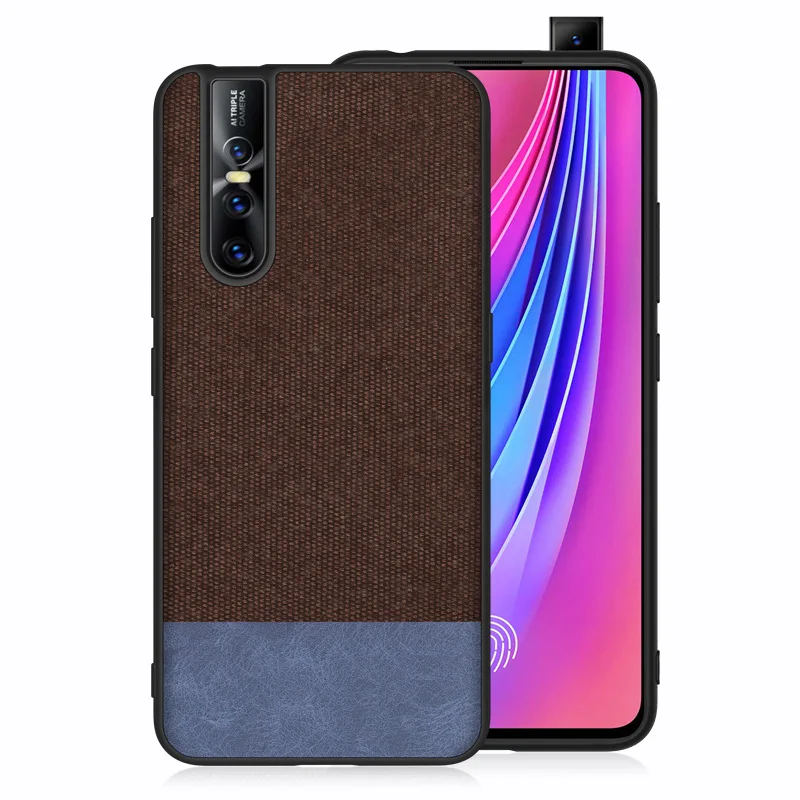 Элегантный дизайн мягкий TPU бампер чехол для телефона для Vivo V15 Pro X23 X21 X20 X9 NEX тонкий Холст Ткань Текстиль противоударный чехол-накладка
