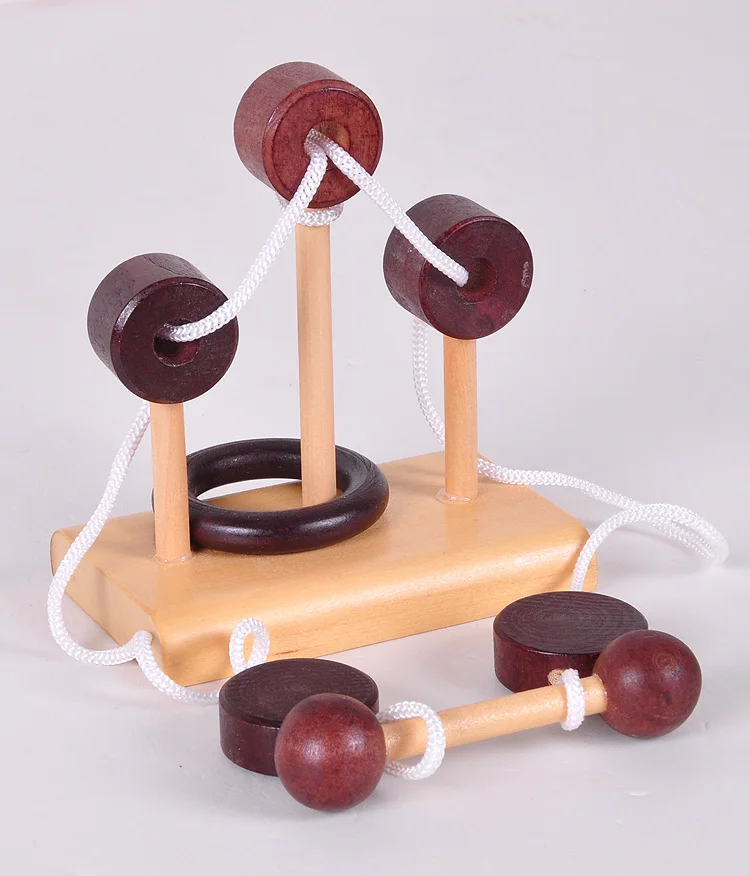Puzzle 3D en bois jouet topologie jouet intelligent boucle Puzzle Kong Ming verrouillage cordage déverrouillage délier la corde cadeaux