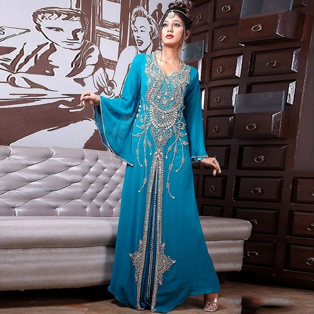 Aliexpress.com : Buy Long Sleeve Embroidery Chiffon Dubai Kaftan ...