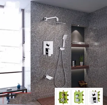 

OKAROS Bathroom Basic Hand Shower Head Concealed Shower Mixer Shower System Combo Set Wall Mounted System Polished Chrome