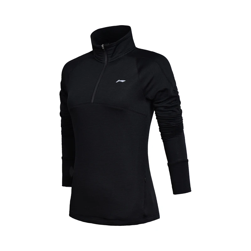 Li-Ning женский топ для бега, футболки с длинным рукавом, теплые флисовые облегающие спортивные футболки с удобной подкладкой ATLN012 WTL1394 - Цвет: ATLN012 1