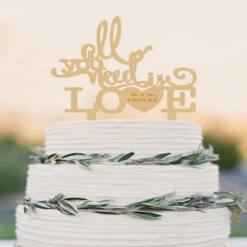 

"Rustic Cake Topper, Wedding Custom Cake Topper, Wood Cake Topper,All You Need Is Love, Personalized Cake Topper, "