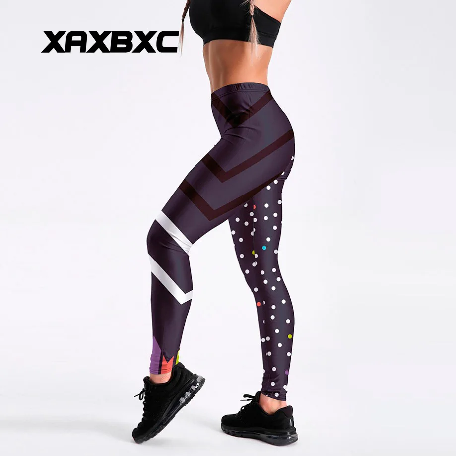 Xaxbxc 4001 сексуальная девушка карандаш брюки новый красочный горошек в полоску принты эластичный тонкий Фитнес тренировки Для женщин