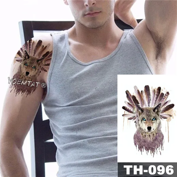 Водостойкая временная татуировка, наклейка с изображением леса, волка, Водная передача, дикий человек, боди-арт, флеш, поддельные татуировки - Цвет: 08