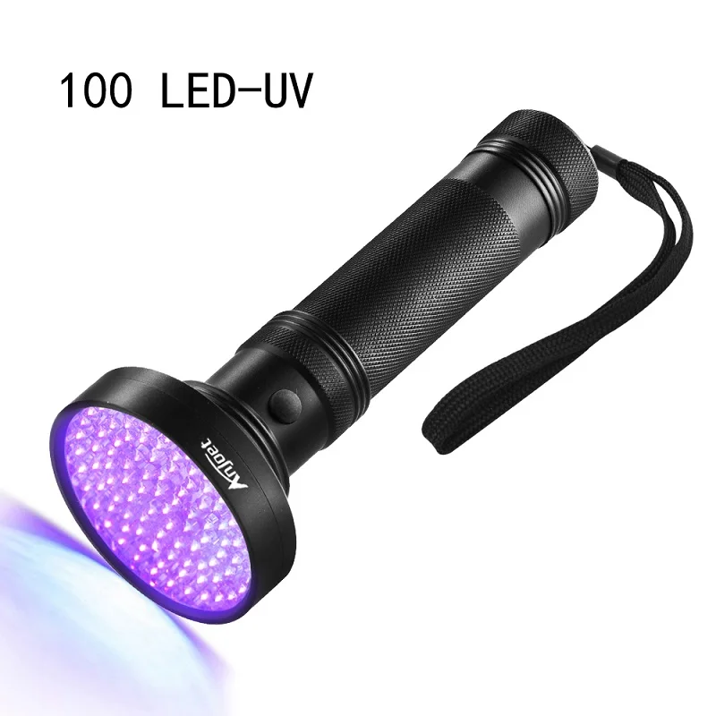 Anjoet High quality UV Light 51LED 21LED 100LED UV Light 395-400nm LED UV Flashlight torch light lamp safety UV detection - Испускаемый цвет: 100LED