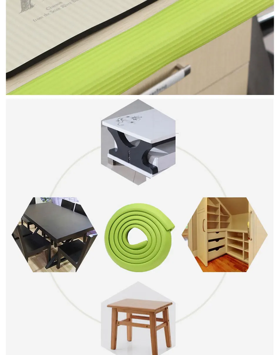 2M Children Protection Table Guard Strip Baby Safety Products Glass Edge Furniture Horror Crash Bar Corner Foam Bumper 2017 New