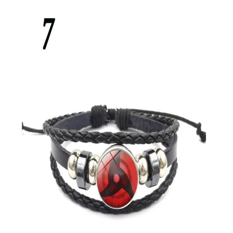 Uchiha Clan Rinnegan Sharingan Eye Bracelet Anime Naruto Braided Leather Bracelet Cosplay Jewelry A912