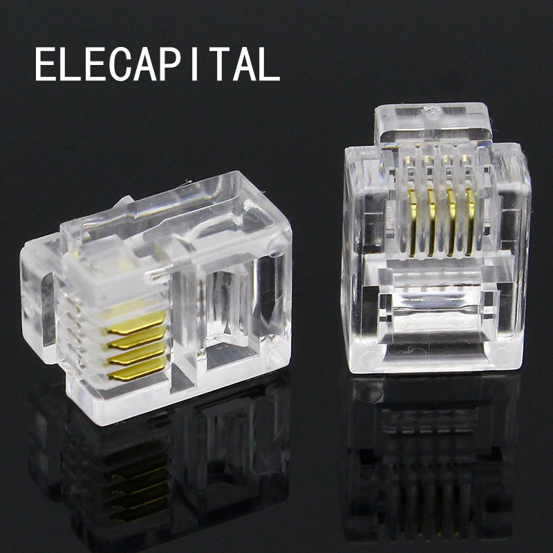 residentie fort Wereldwijd 100pcs 4p4c 4 Pins 4 Contacts Rj10 Telephone Modular Plug Jack, Rj10  Handset Connector - Connectors - AliExpress