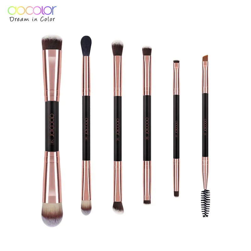 Docolor 6PCS Double Eye Shadow Brush Professional Brushes for Eye Makeup Beauty Cosmetic Brush Set Blending Smokey brushes Docolor 6PCS Double Eye Shadow Brush Professional Brushes for Eye Makeup Beauty Cosmetic Brush Set Blending Smokey brushes