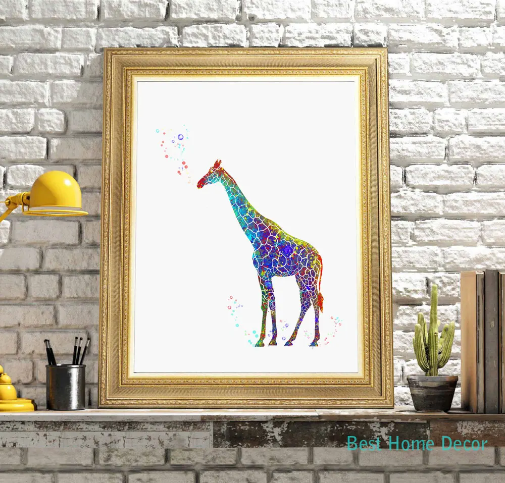 

Giraffe Art Print Original Watercolor Poster Giraffe Wall Art Animal Nursery Wall Hanging Without Frame AP017
