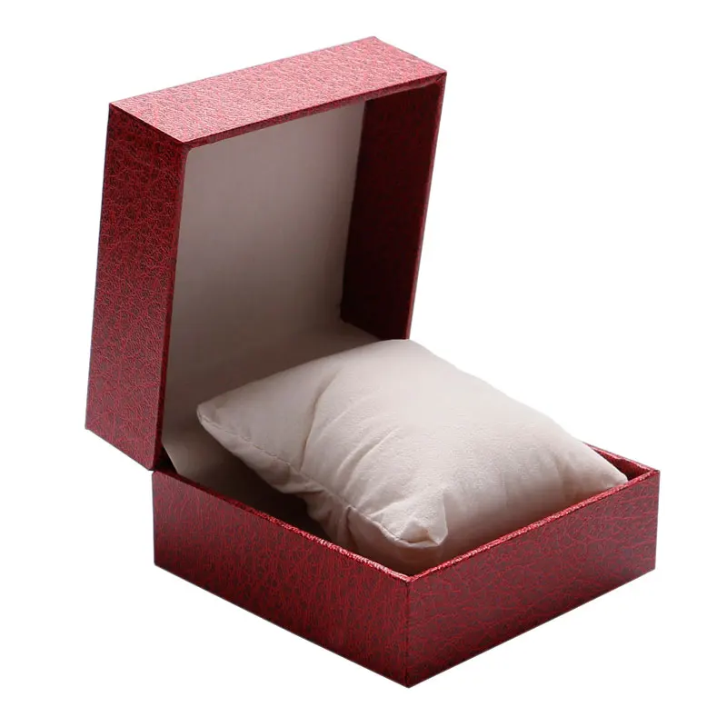 Высококачественный зерно солома красный, кожаный, для наручных часов Подарочная коробка для ювелирных часов