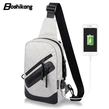 Boshikang, мужская сумка на лямках, usb зарядка, летняя нагрудная сумка, Мужская Подростковая сумка, повседневная сумка через плечо для мальчика, большая ВМЕСТИТЕЛЬНОСТЬ