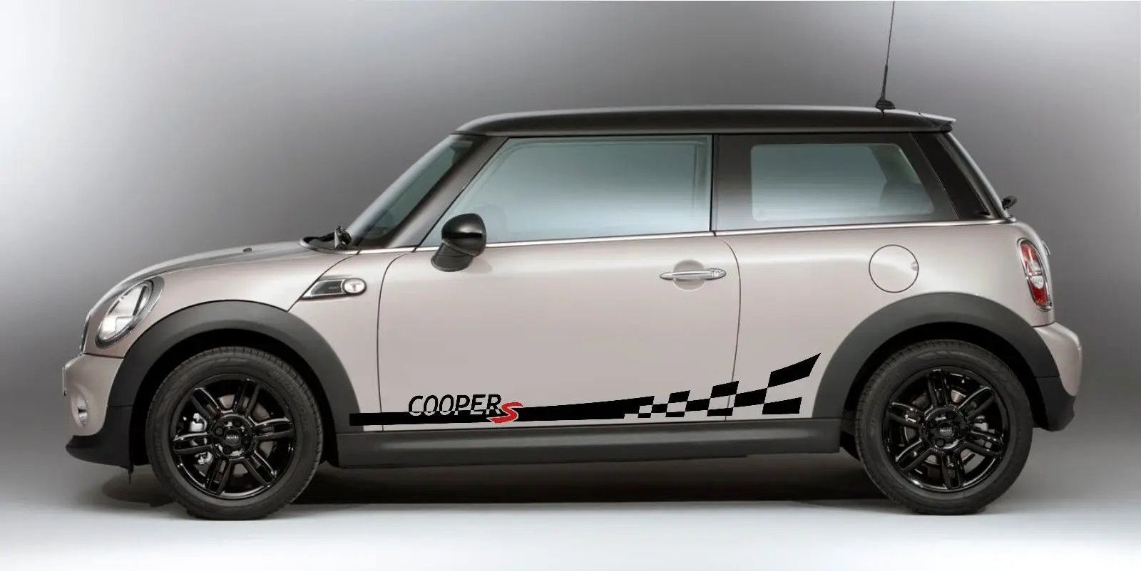 Car Styling for 2xMini COOPER checkered flag side stripes vinyl body