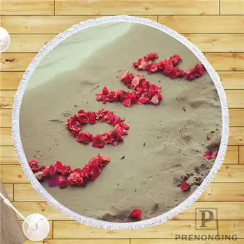 

Custom DIY Customized Microfiber Fabric Sea_Love_Sand_Beach_@2 Round Beach Blanket Towel Printed on Demand 150cm #19-01-28-1-32