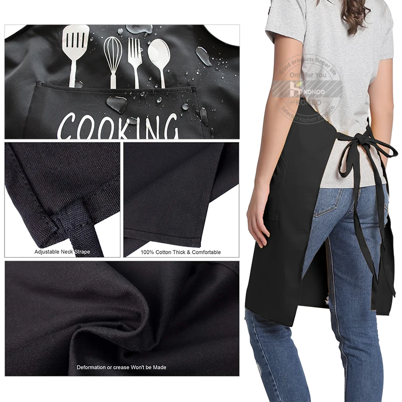 Waterproof Oil Cooking Apron, Chef Aprons for Women Men Kitchen Bib Apron Idea for Dishwashing Cleaning Painting