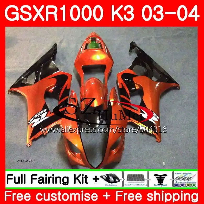 

Body For SUZUKI GSX-R1000 GSXR 1000 03 04 Bodywork Orange black 36SH8 GSXR-1000 GSXR1000 03 04 K3 GSX R1000 2003 2004 Fairings