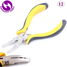 HARMONY 2 шт. желтые и черные ручки типа B щипцы для наращивания волос с 2 овальными отверстиями для микрокольца, бусины медные трубки(стиль 12