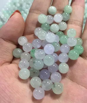 

Ice species jadeite scattered beads natural light green Bashan jade beads semi-finished men and women bracelet diy